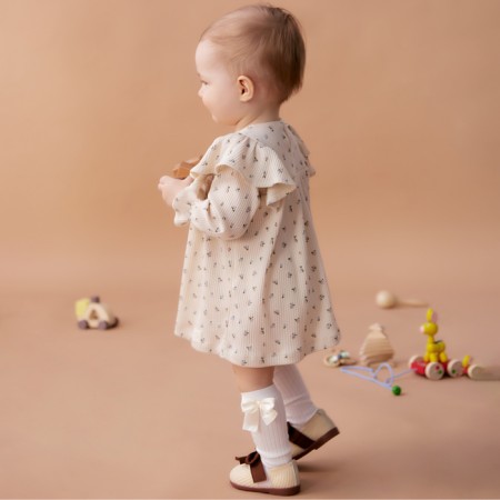 Dress with DL. Sleeve crumb I Wildflowers, height 80-86 cm, beige-2