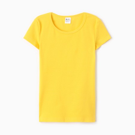 T-shirt female o-shaped neckline, yellow color, size 48