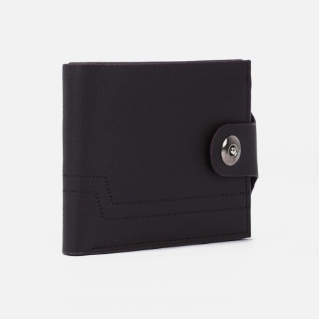 Male purse on a magnet, department for bills, for coins, for maps, dark brown color