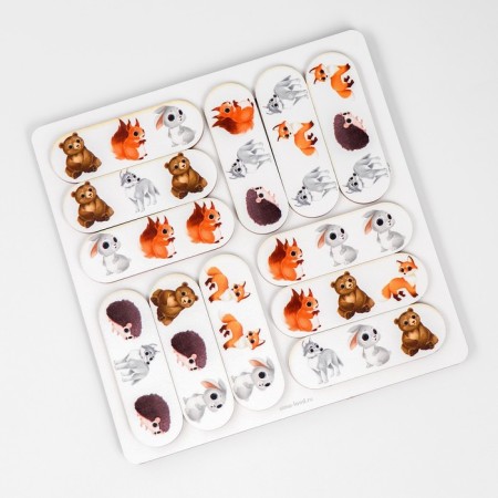 Puzzle "Find a row", forest residents-1