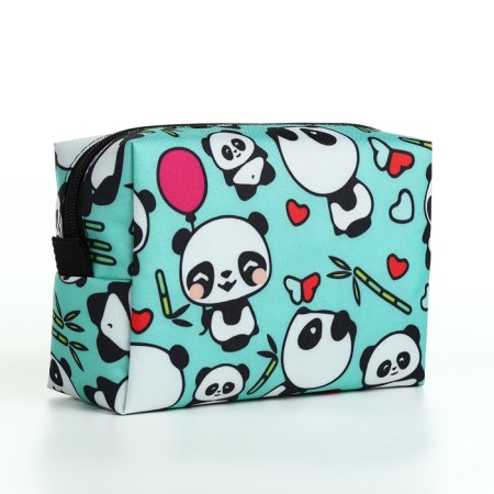 Cosmetic bag with zipper, turquoise color-1