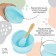 Baby plate on a suction cup, spoon, crush me, blue color