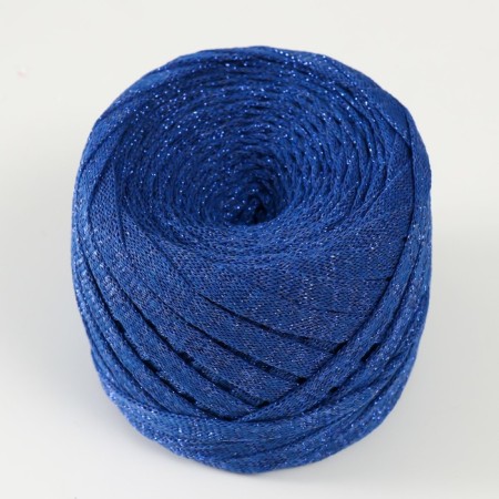 Knitted yarn "Ribbon" with Lurex 85m/170 ± 5 g (sapphire, lurex: cobalt)-1