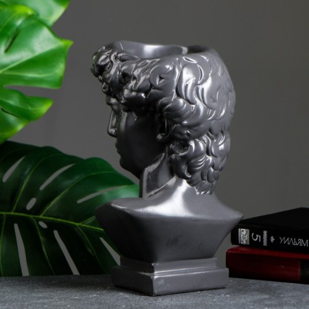 Kashpo - organizer "Bust of David" Big, Gray, Bronze, 28cm-3