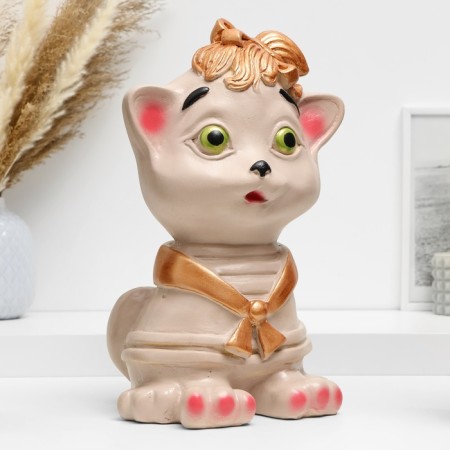 The piggy bank "Cat Big" ivory, 30x20x16cm-1