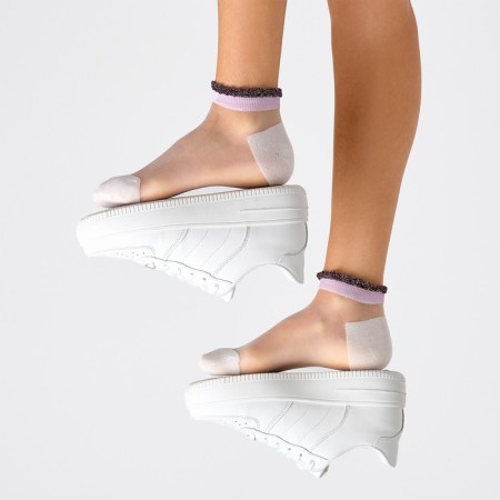 Women's socks glass minku color lilac/white, size 36-37 (23 cm)