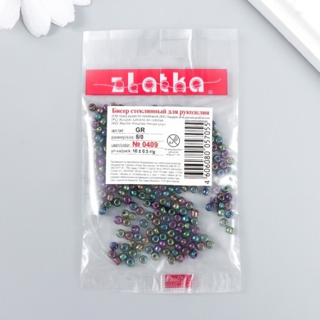 Beads "Zlatka" 08/0, 3 mm, 10 g 0409 gasoline-2