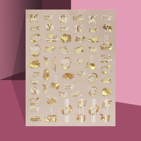 Nail stickers “Oh, everything!”, Metallized, white/golden color