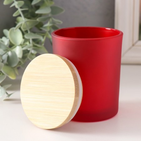 Bank for suppositories glass with a “red semi -water” lid 220 ml 7x7x8.4 cm-1