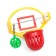 Bird toy "Basketball Ring", 9.5 x 11 x 6 cm (ball 2.5 cm, basket 4.6 cm)