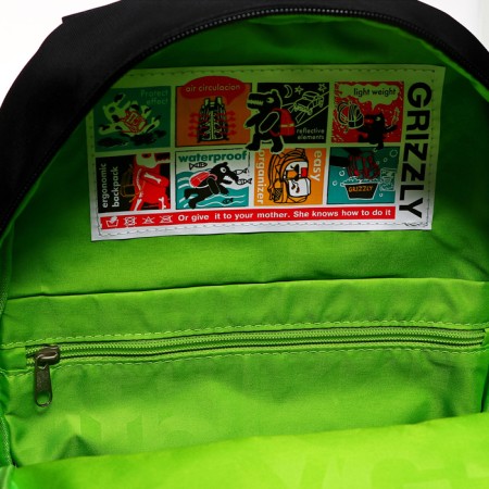 Youth backpack 40 x 25 x 13 cm, Grizzly, ergonomic back, laptop compartment, black/green-10