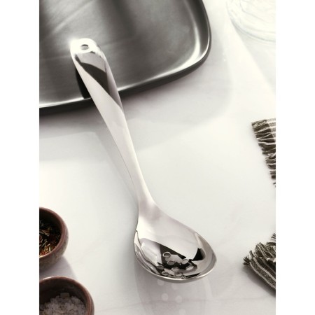 A garbage dump spoon of stainless steel perforated Dolyana Evedey, 33 × 6.4 cm, thickness 3 mm, silver color-1