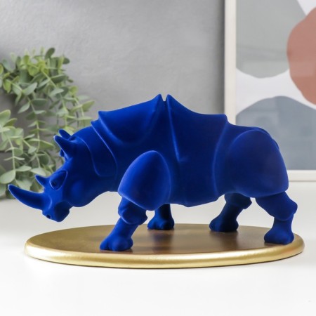 Polystone souvenir "Blue rhino on the stand" FLCA 12.8x22.5x13.5 cm-1
