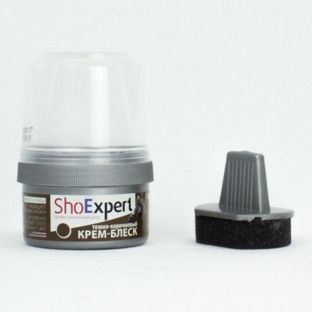 ShoEXPERT shoes cream-glue, dark brown color, a can with a sponge, 60 ml