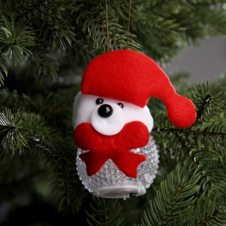 Christmas tree toy "Bear", 10 cm, from batteries, glow of multi (RGB)-1
