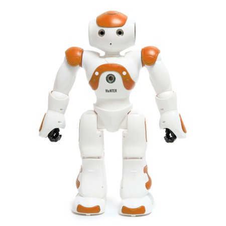 Hunter robot, radio -controlled, light and sound effects, works on the battery, color orange color-1