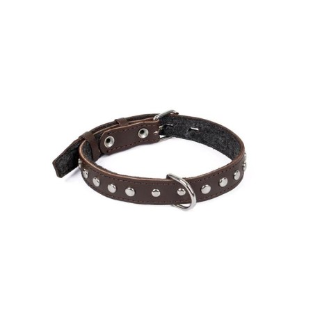 Leather collar with a lining decorated "Zononic", Osh 25-52 x 2.5 cm, mix of flowers