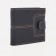Men's purse on the button, a department for bills, for maps, for coins, black color