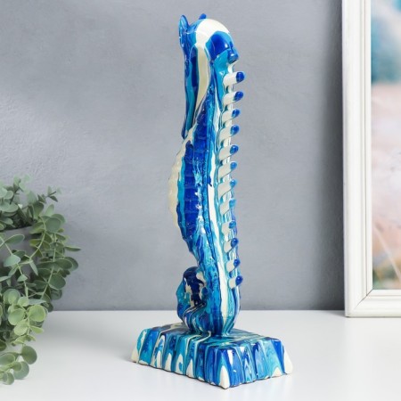 Souvenir Polystone "Sea Horse" stains of paint, blue 10x15.5x37.2 cm-2