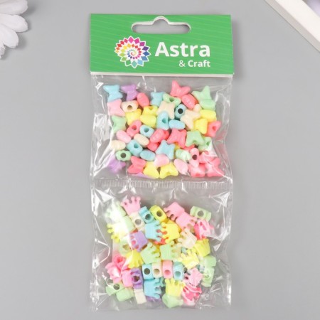 A set of plastic beads "Astra", crown and butterflies, 13x10 / 12x10 mm, 20 g, multi -colored