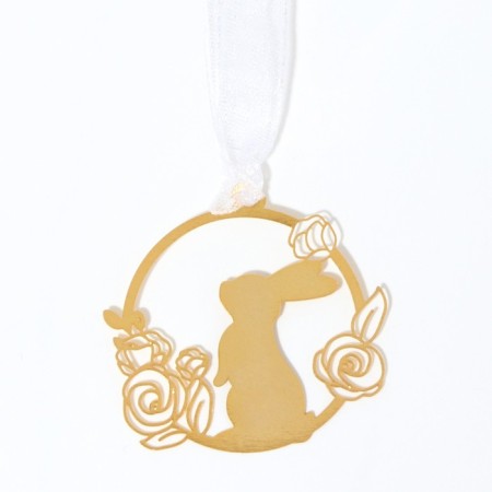 Jewelry for the willow "Bunny and flowers", 3 x 2.9 cm.-3