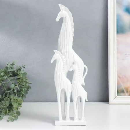 Souvenir Polystone "Three Zebra" White 6.5x10x40 cm