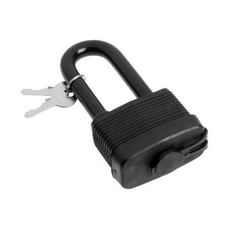 Castle with a hinged lockland, 65 mm, moisture -proof, long puff, 2 keys, black color black-1