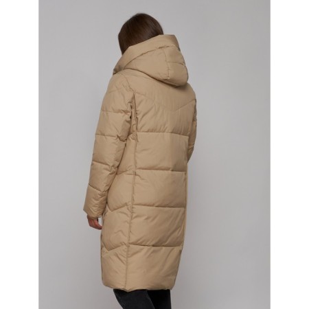 Coat insulated winter female, size 50, color light brown-16