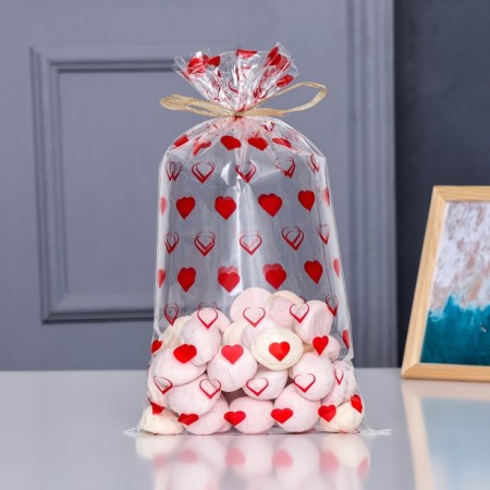 Package packing bopp, "heart" 20*35 cm set 50 pcs