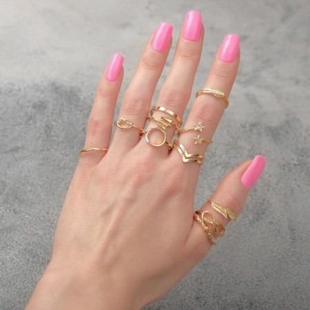 Set of rings 12 pieces "trend" Treasure, color gold, size mix-2
