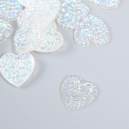 Decor for creativity Plastic "Heart" holography White set 20 pcs 1.6x1.6 cm