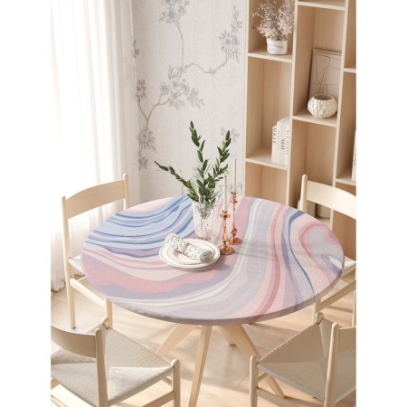 Tables on the table “Abstraction”, round, oxford, elastic band, size 140x140 cm, diameter 105-120 cm-2