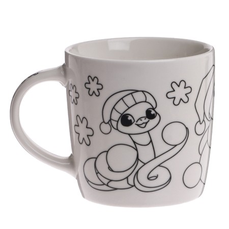 Set of mug for coloring with a Christmas tree "snakes with snowmen", 300 ml-4