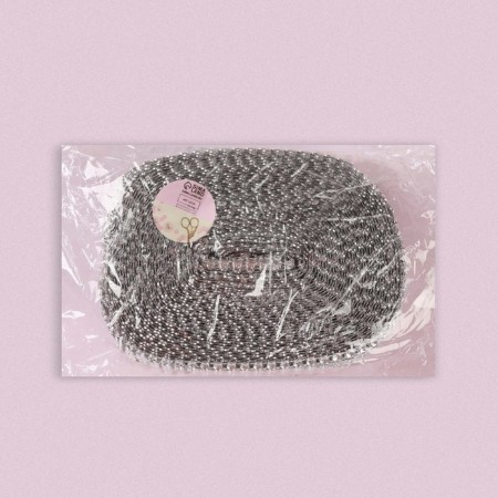 Ribbon with imitation of rhinestones, 4 cm, 9 ± 1 m, silver color-3