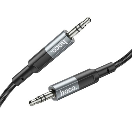 Cable AUX HOOCO UPA23, Jack 3.5 mm (M) - Jack 3.5 mm (M), 1 m, nylon, gray