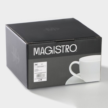 Set of Porcelain Magistro Mien, 4 objects: 2 cups 200 ml, 2 saucers d = 16 cm, white color-8