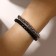 Bracelet unisex "power" weaving, black color with silver, 21.5 cm