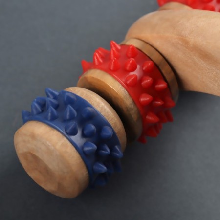 Wooden massage, 15 × 10.5 × 5 cm, 8 wheels, color mix-3
