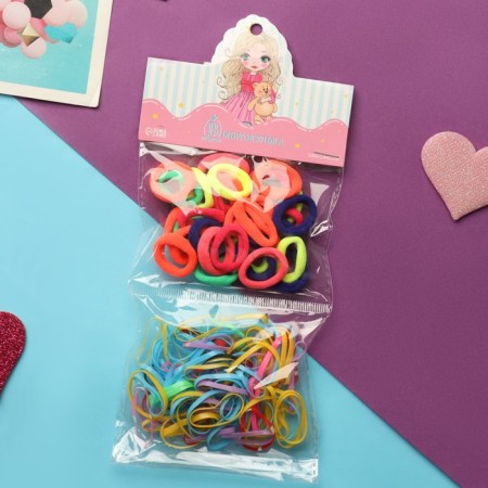 Hair elastic band "Fleeca" (set of 110 pcs ± 10) 2 cm, mix