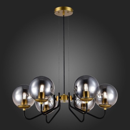 Suspended EVOLUCE lamp. Sle1097-303-06. Scorze. 6x60 watts, E27, 65x65x23 cm, matte gold color-1