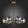 Suspended EVOLUCE lamp. Sle1097-303-06. Scorze. 6x60 watts, E27, 65x65x23 cm, matte gold color