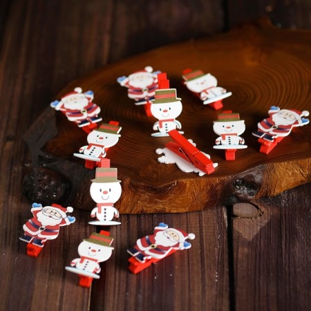 Decorative clothespins "New Year" set 6 pcs. Mix-1