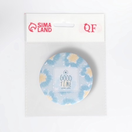 Mirror folding "tenderness", d = 7.5 cm, blue color-5