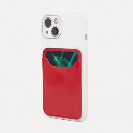 Cardholder on the phone Textura, leather chic, red color