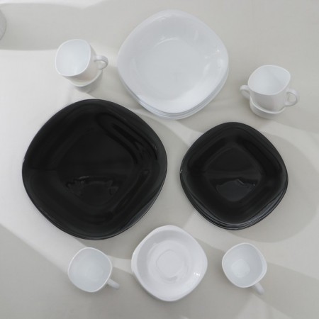 Service table Luminarc Carine White & Black, glass ceramics, 30 objects, white and black color-1