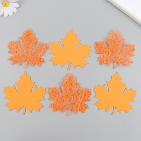 Decor "Cle leaf" 8.5x8.5 cm orange set 6 pcs Foam and Sizal-1