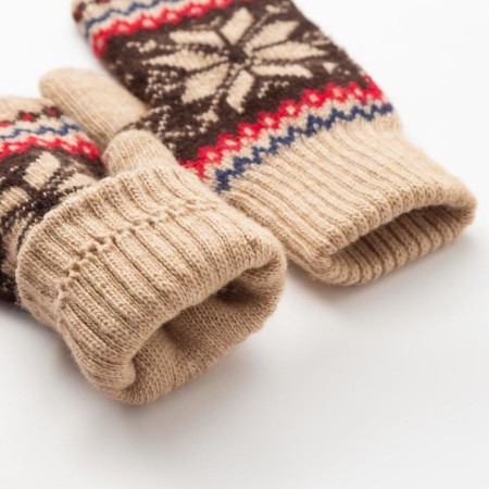 Women's mittens from Mongol wool "snowflake", beige color, size 17-19-1