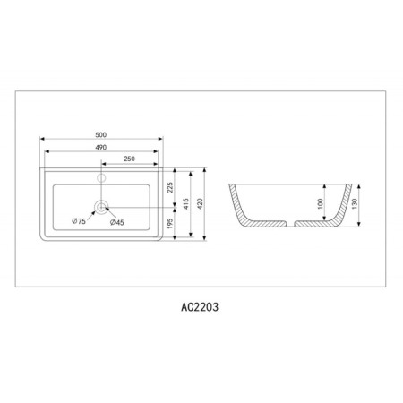 ABBER RECHTECK AC2203MB, invoice, 500x420x130 mm, black, matte-4