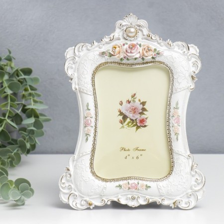 Photo frame Polystone 10x15 cm "Roses. Medallion. Tysiness" Rhinestones 23.5x17 cm