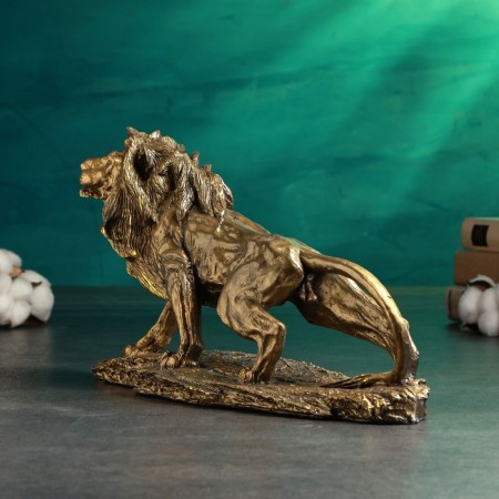 Figure "Leo on Stone" 24x43cm, bronze with gilding-2